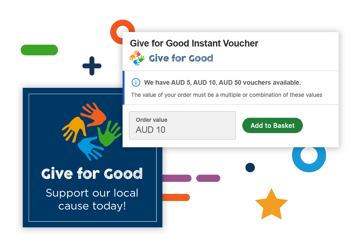 custom rewards -  support local causes